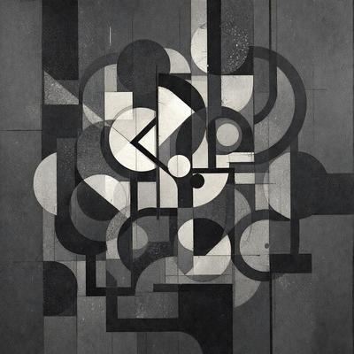 The primary subject of the image is a black and white artwork featuring a geometric pattern. The setting is a gray background, which contrasts with the artwork. The visual style is a combination of digital art and illustration, creating a unique and intricate design. The dominant colors are black and white, giving the artwork a classic and timeless appearance. The overall atmosphere is one of creativity and artistic expression.